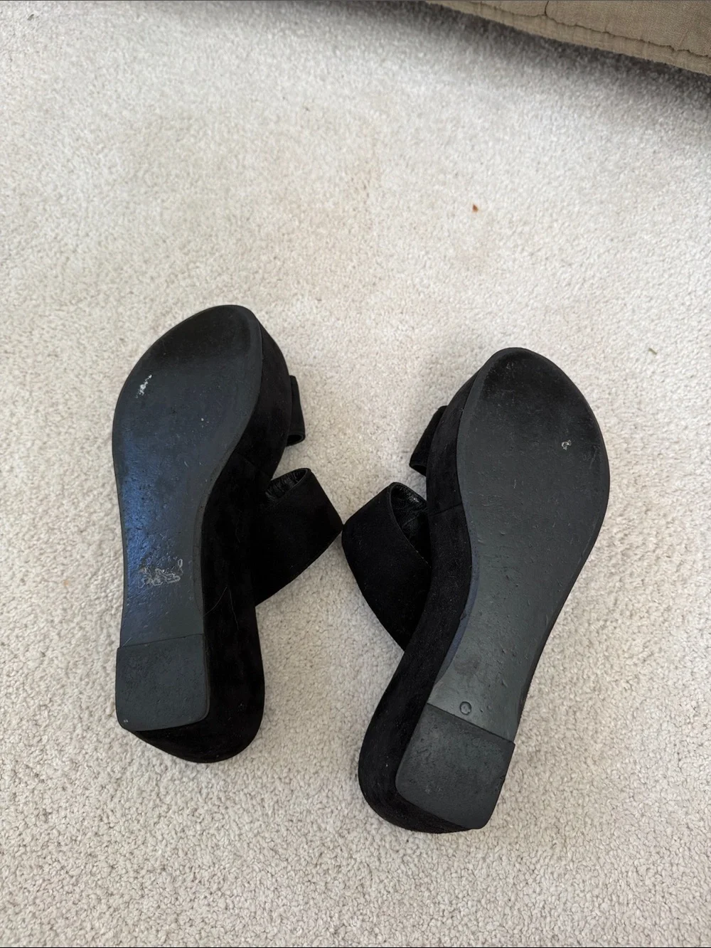 Robert Clergerie Black Suede Double-Strap Platform Slide - Women
